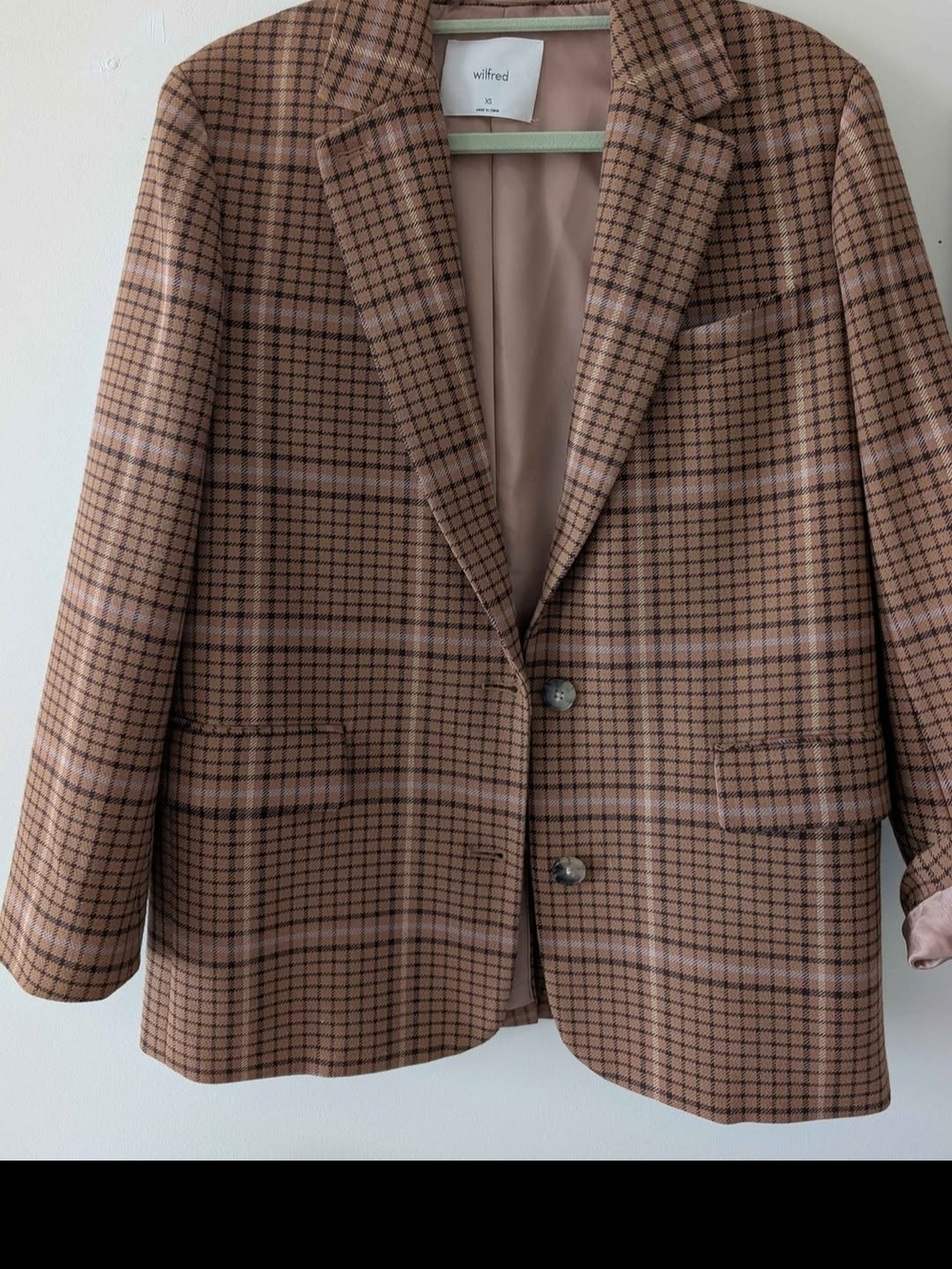 Wilfred Camel Plaid Blazer Jacket